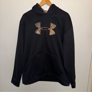 Under Armour Black Hoodie Sweatshirt with Camouflage Logo Men’s Size Extra Large